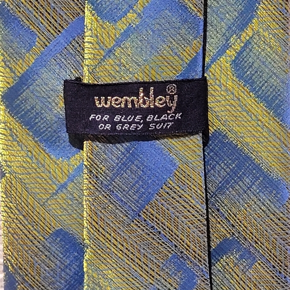 Wembley Necktie Shimmering Golden Yellow & Blue - Picture 4 of 5